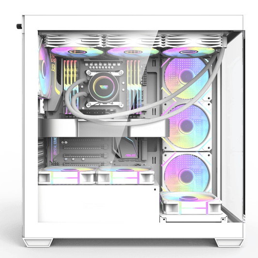 Darkflash DS900 ATX PC Case White 5 ARGB Fans 270° Panoramic Tempered Glass