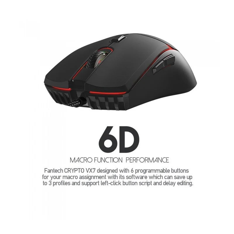 Fantech Crypto VX7 RGB Wired Gaming Mouse – Black