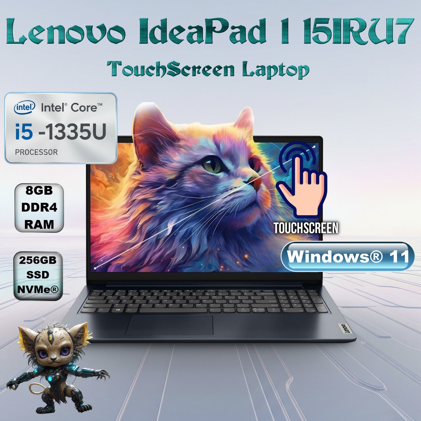 Lenovo IdeaPad 1 15IRU7 Intel Core i5-1335U 8GB 256GB FHD Touch Laptop – Abyss Blue