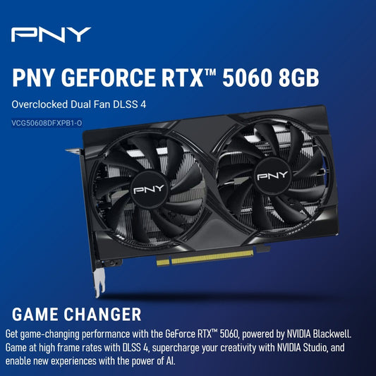 PNY GeForce RTX 5060 OC 8GB GDDR7 Dual Fan Graphics Card