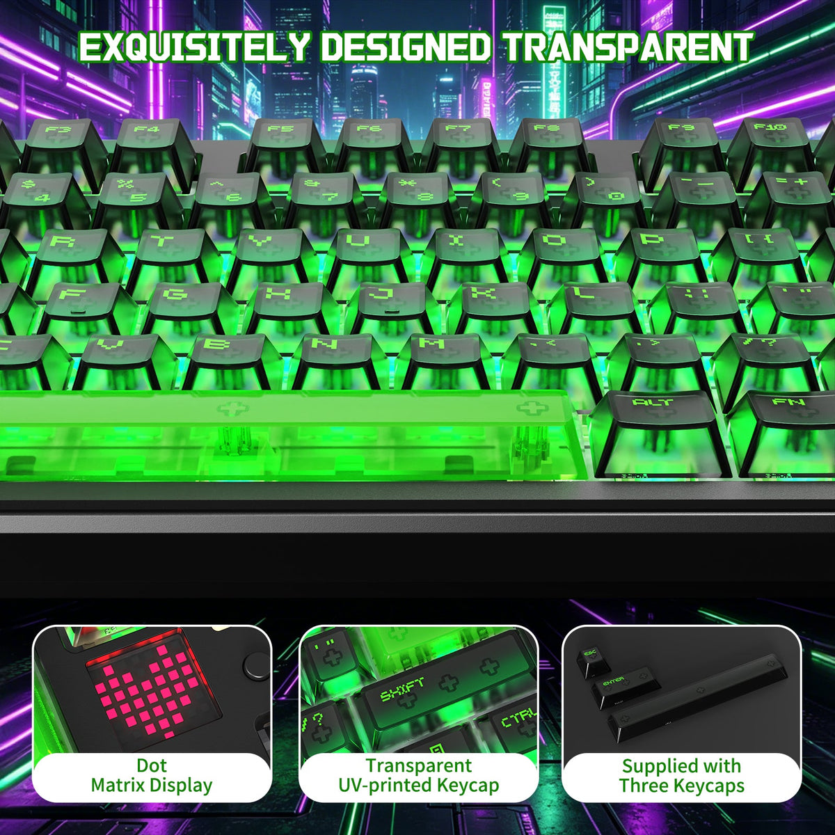 Attack Shark X87 Ultra Shadow Jade wireless mechanical keyboard product view