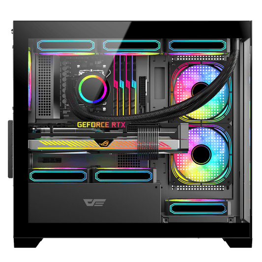 DarkFlash DS900M Black M-ATX PC case official side interior view