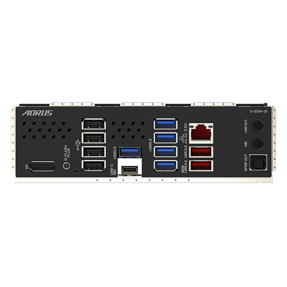 GIGABYTE B850M AORUS ELITE non-Wi-Fi motherboard rear I/O connector panel