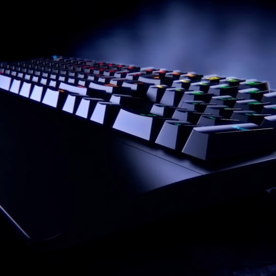 Logitech G213 Prodigy RGB gaming keyboard lighting detail