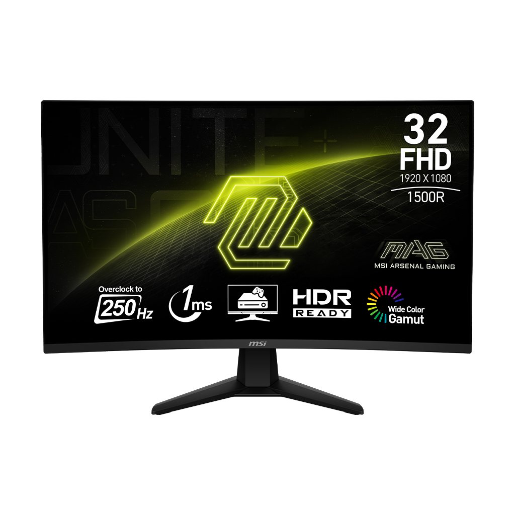 MSI MAG 32C6X Black FHD curved 250Hz gaming monitor - official MSI USA store product view 1