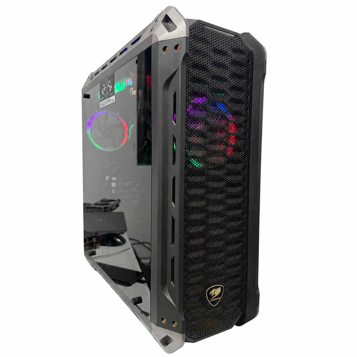 Used i5-12400F ZOTAC RTX 2060 6GB gaming PC with COUGAR case, white background, angle 1