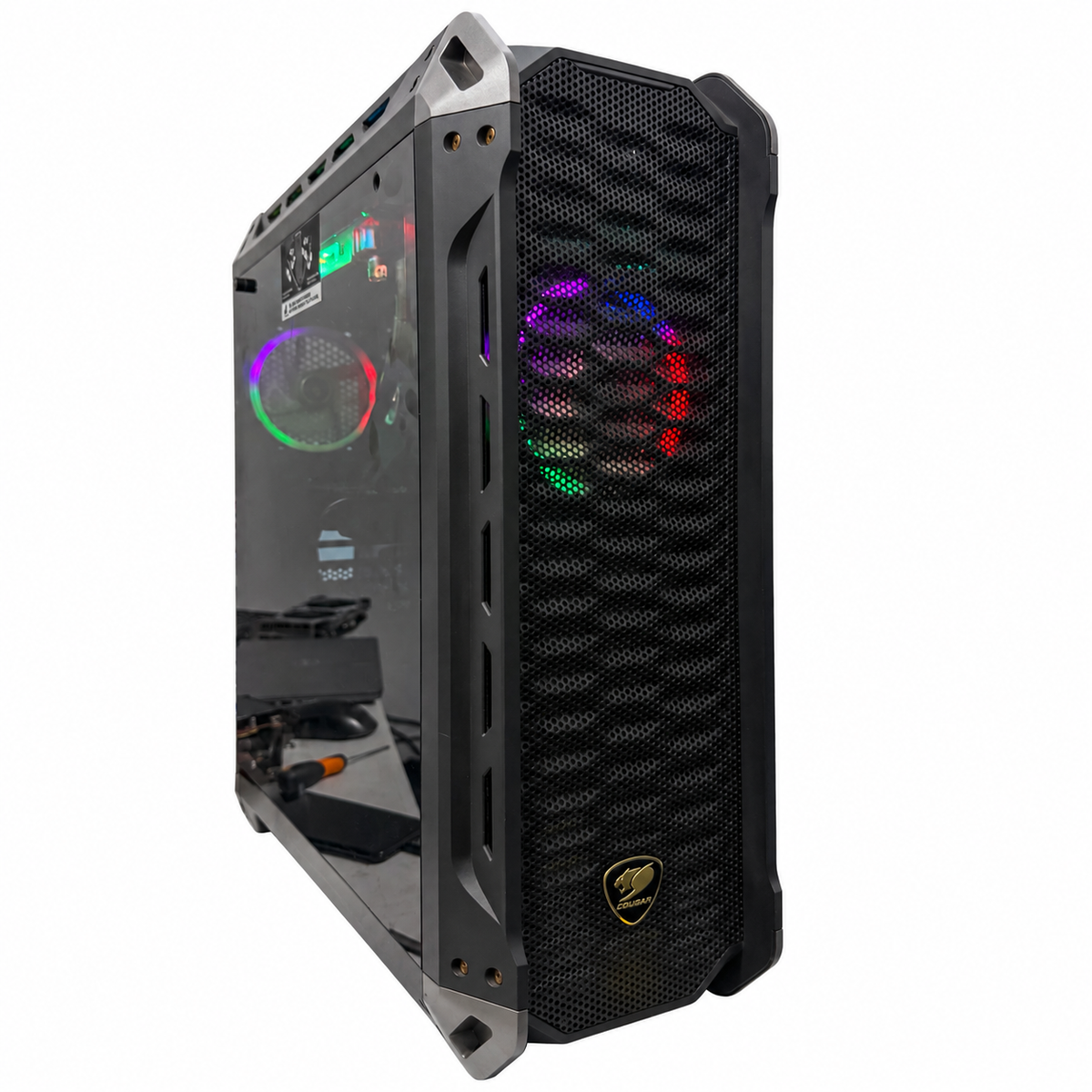 Used i5-12400F ZOTAC RTX 2060 6GB gaming PC with COUGAR case, white background, angle 2