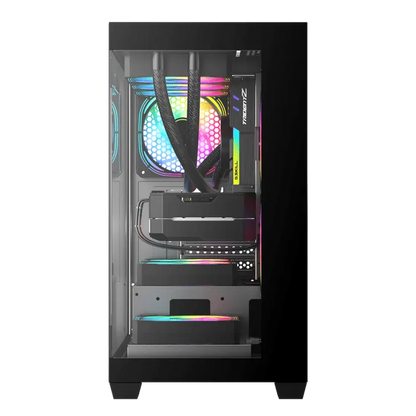 DarkFlash DS900M M-ATX PC Case – 3 ARGB Fans, Black