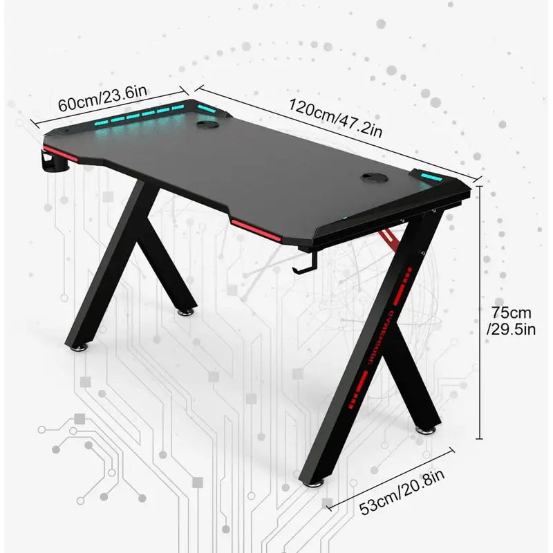 Premium RGB Gaming Desk 120CM – Carbon Fiber Black