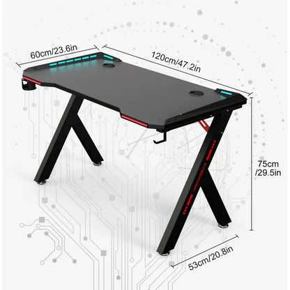 Premium RGB Gaming Desk 120CM – Carbon Fiber Black