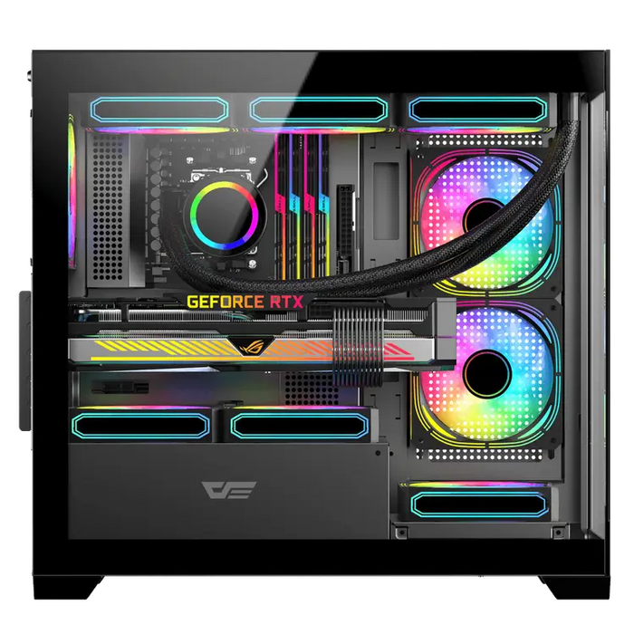 DarkFlash DS900M M-ATX PC Case – 3 ARGB Fans, Black