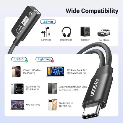 UGREEN 25837 USB-C to 3.5mm adapter compatibility