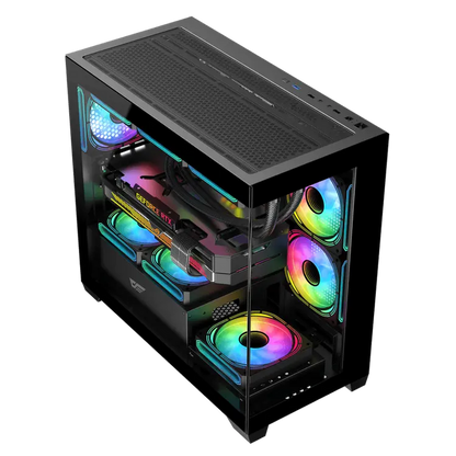 DarkFlash DS900M M-ATX PC Case – 3 ARGB Fans, Black