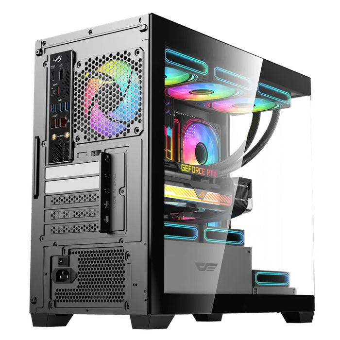 DarkFlash DS900M M-ATX PC Case – 3 ARGB Fans, Black