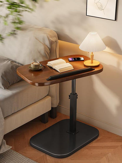 Adjustable C-Shaped Rolling Side Table with Swivel Tray for Bed and Sofa