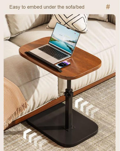 Adjustable C-Shaped Rolling Side Table with Swivel Tray for Bed and Sofa