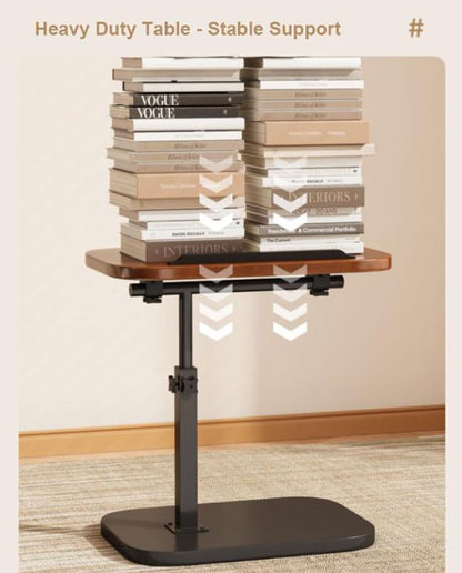 Adjustable C-Shaped Rolling Side Table with Swivel Tray for Bed and Sofa