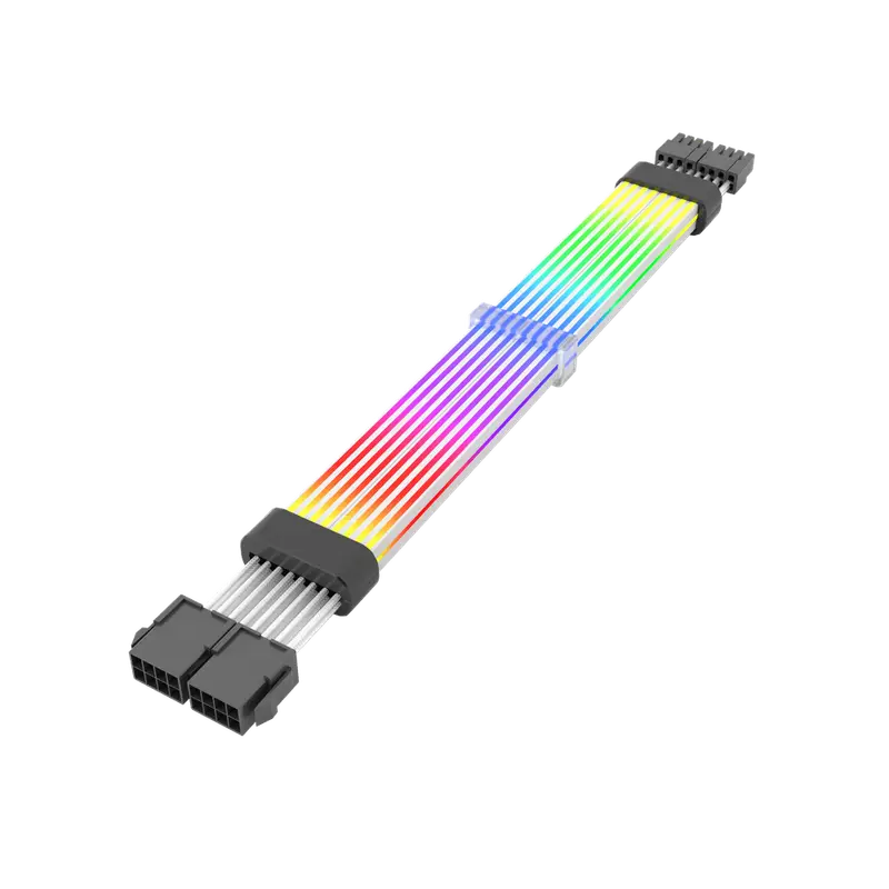 DarkFlash LG-02 ARGB PCIe extension cable black front view