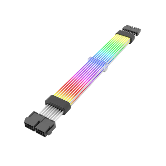 DarkFlash LG-02 ARGB PCIe extension cable black front view