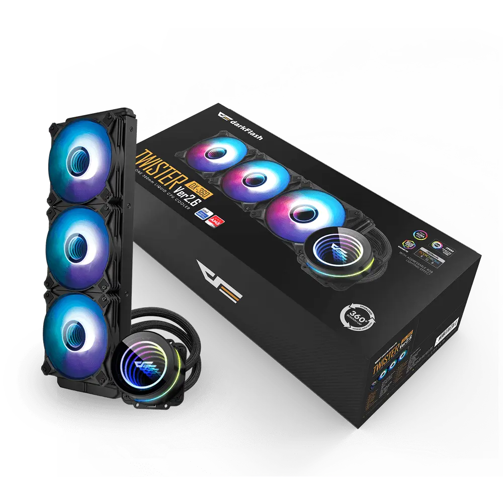 DarkFlash Twister DX360 V2.6 360mm ARGB liquid CPU cooler black