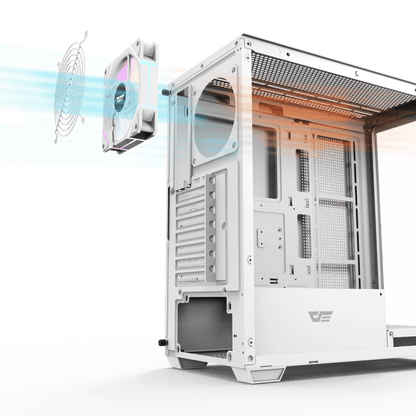 Darkflash DS900 ATX PC Case White 5 ARGB Fans 270° Panoramic Tempered Glass