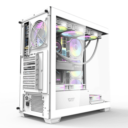 Darkflash DS900 ATX PC Case White 5 ARGB Fans 270° Panoramic Tempered Glass