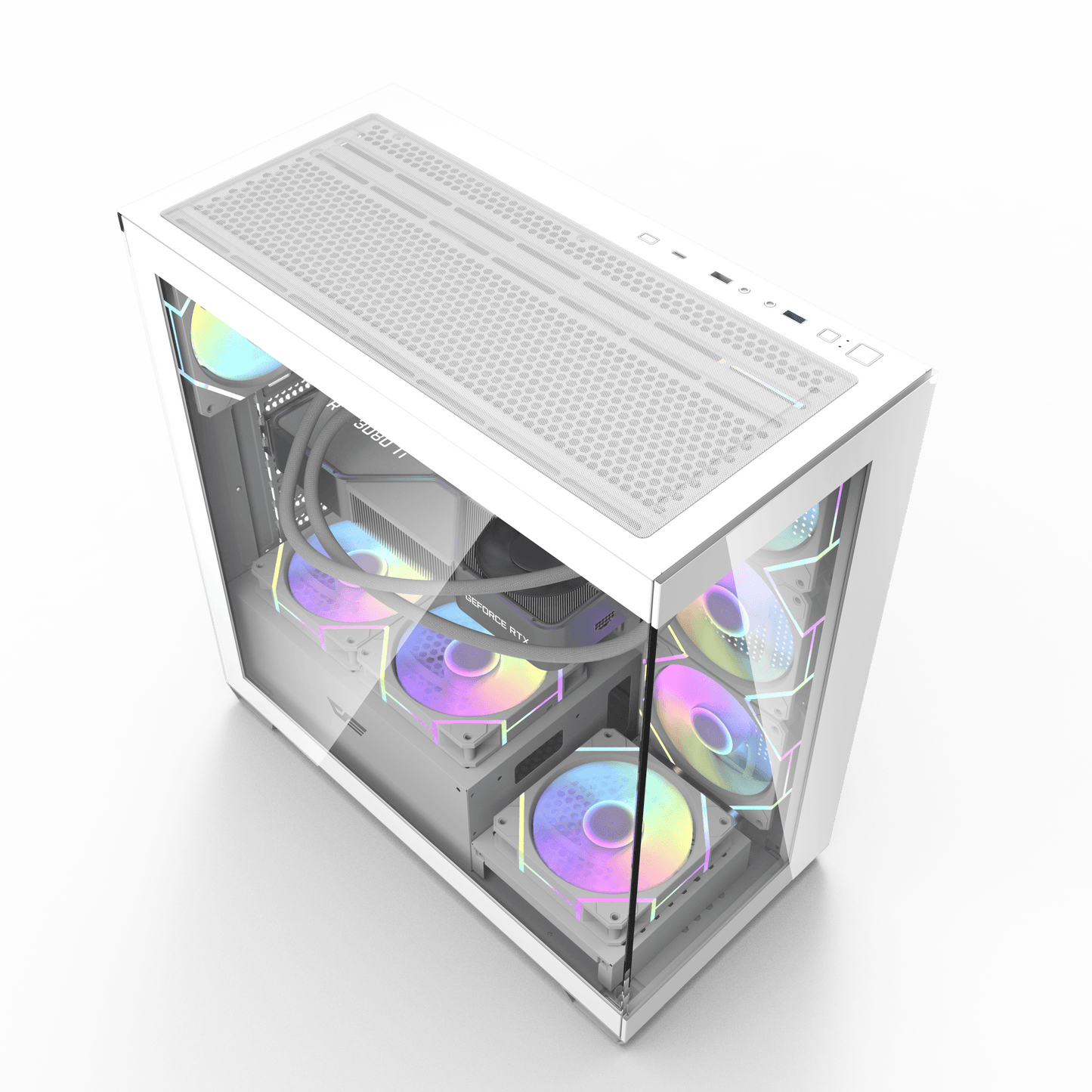 Darkflash DS900 ATX PC Case White 5 ARGB Fans 270° Panoramic Tempered Glass