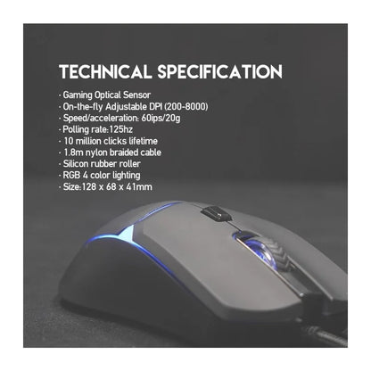 Fantech Crypto VX7 RGB Wired Gaming Mouse – Black