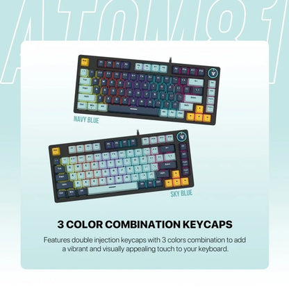 Fantech MIZU Edition ATOM81 MK875V2 75% RGB Wired Mechanical Keyboard – Navy Blue