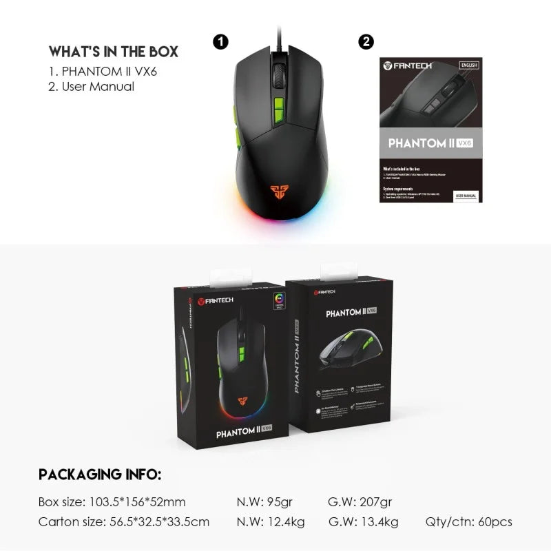 Fantech Phantom II VX6 RGB Wired Gaming Mouse