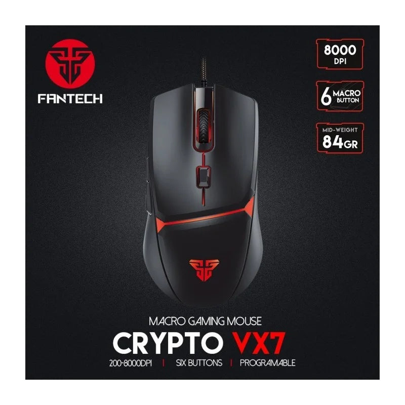 Fantech Crypto VX7 RGB wired gaming mouse black front view