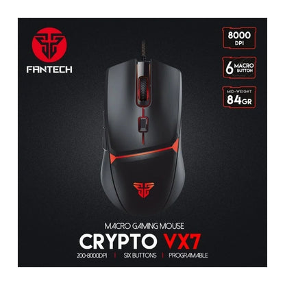 Fantech Crypto VX7 RGB wired gaming mouse black front view