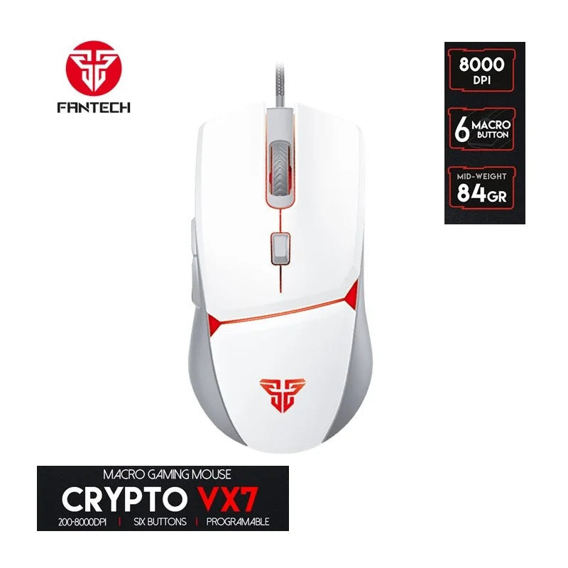 Fantech Crypto VX7 RGB wired gaming mouse white front view