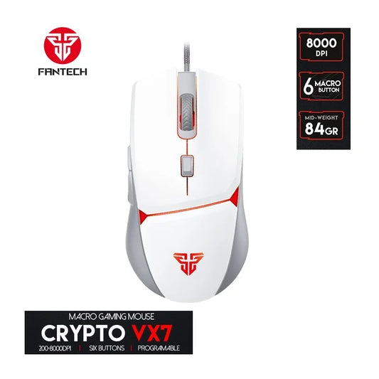 Fantech Crypto VX7 RGB wired gaming mouse white front view