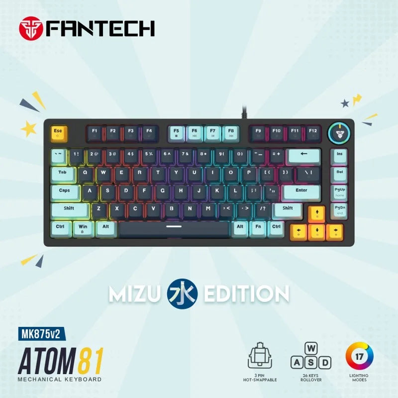 Fantech ATOM81 MK875V2 MIZU Edition navy blue mechanical keyboard
