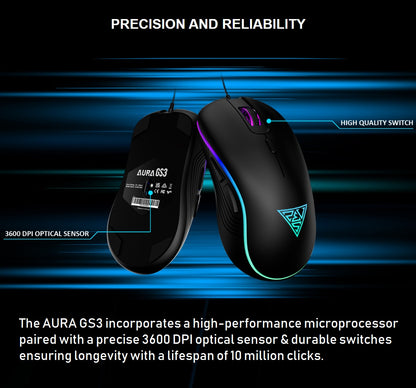 GAMDIAS AURA GS3 RGB Wired Gaming Mouse