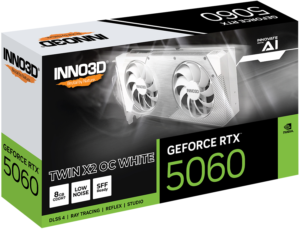 INNO3D GeForce RTX 5060 TWIN X2 OC WHITE 8GB GDDR7 Graphics Card