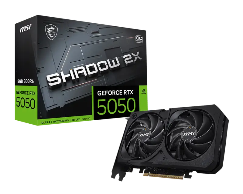 MSI GeForce RTX 5050 8G SHADOW 2X OC graphics card front view