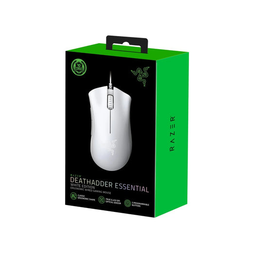 Razer DeathAdder Essential White wired gaming mouse front view