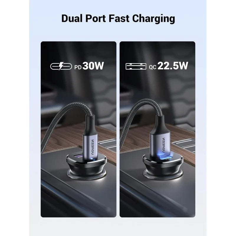 UGREEN 30W Dual Port Fast Car Charger EC305 USB-C + USB-A (25845)