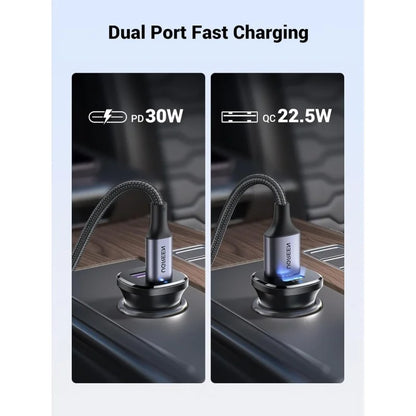 UGREEN 30W Dual Port Fast Car Charger EC305 USB-C + USB-A (25845)