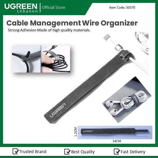 UGREEN wide reusable cable tie organizer straps black