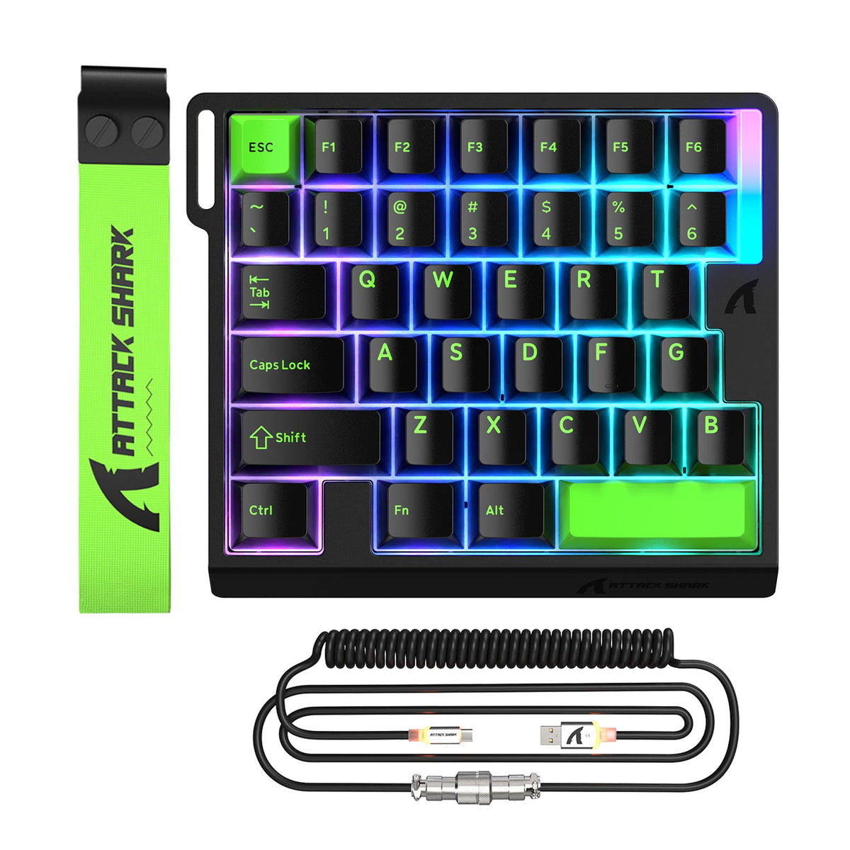 Attack Shark M36 HE Black one-handed magnetic keyboard front view
