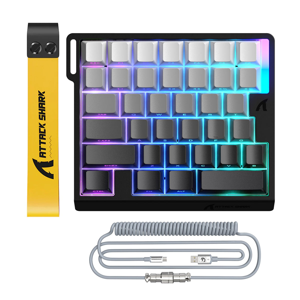 Attack Shark M36 HE Gray Gradient one-handed magnetic keyboard front view