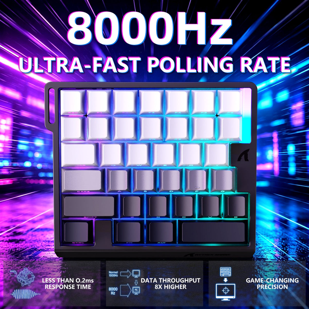 Attack Shark M36 HE Gray Gradient one-handed magnetic keyboard top view