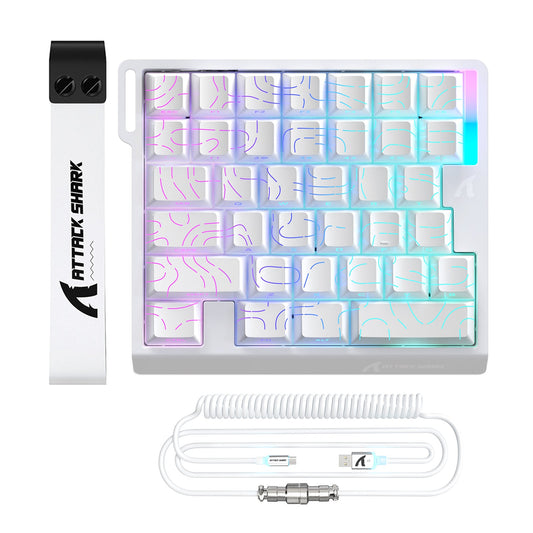 Attack Shark M36 HE White Contours one-handed magnetic keyboard front view