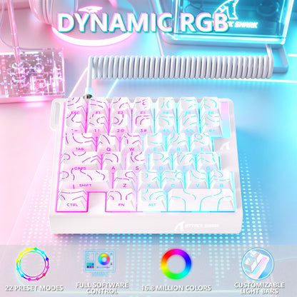 Attack Shark M36 HE White Contours one-handed magnetic keyboard detail view