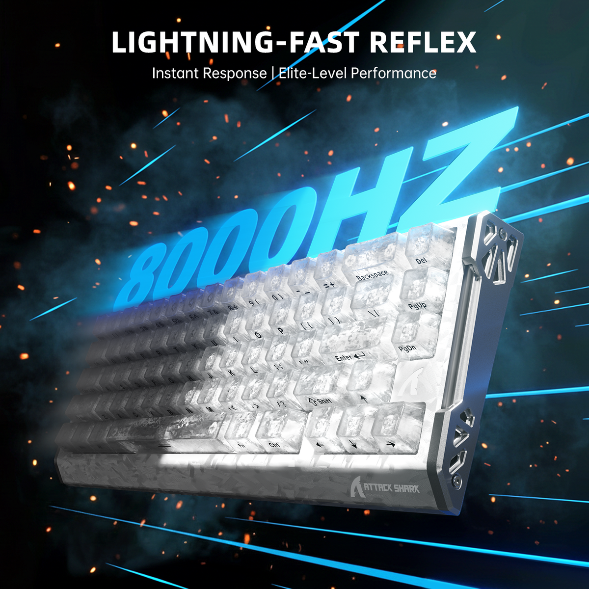 Attack Shark R68 HE Ice Ninja RGB side lighting view