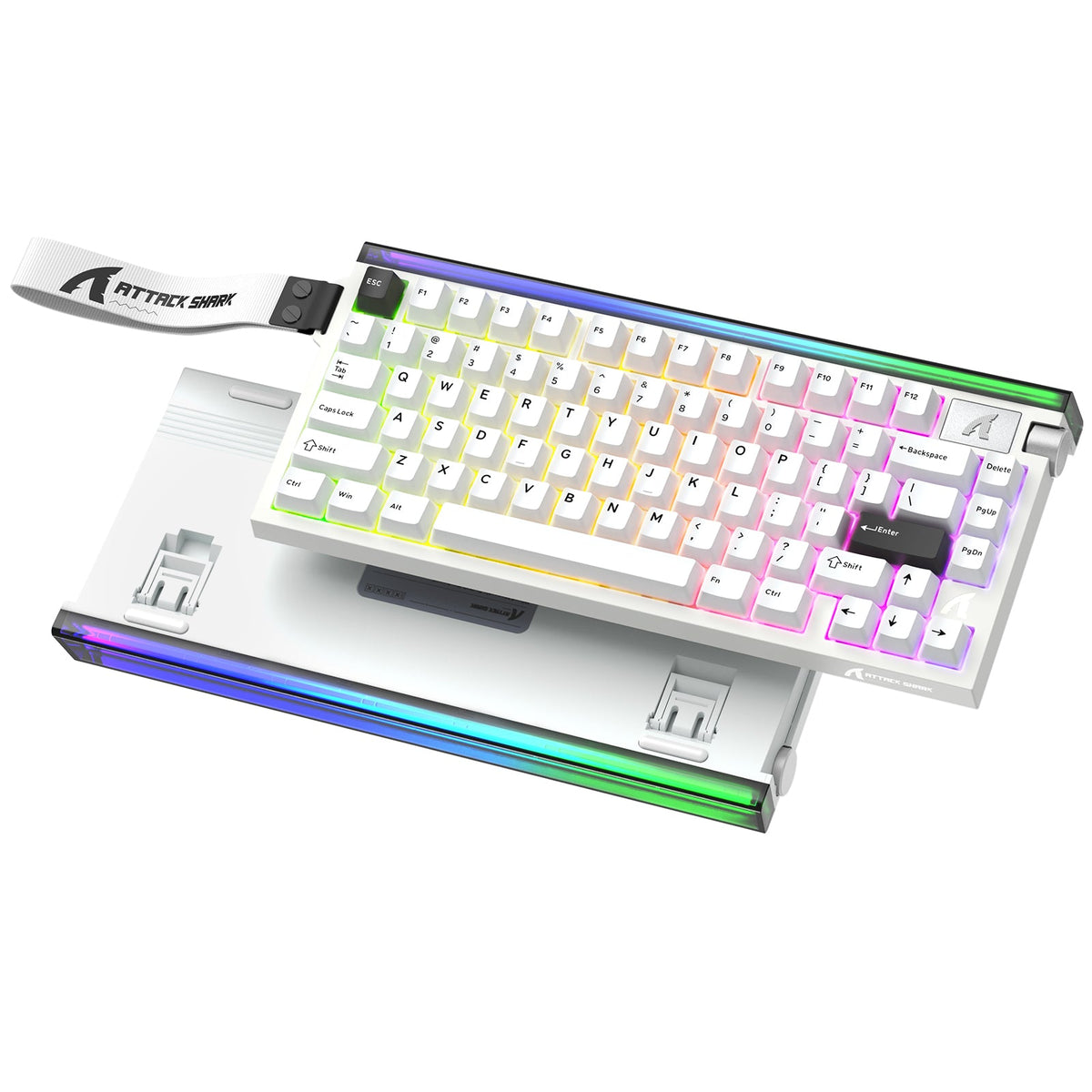 Attack Shark R85 HE White gaming keyboard angle view