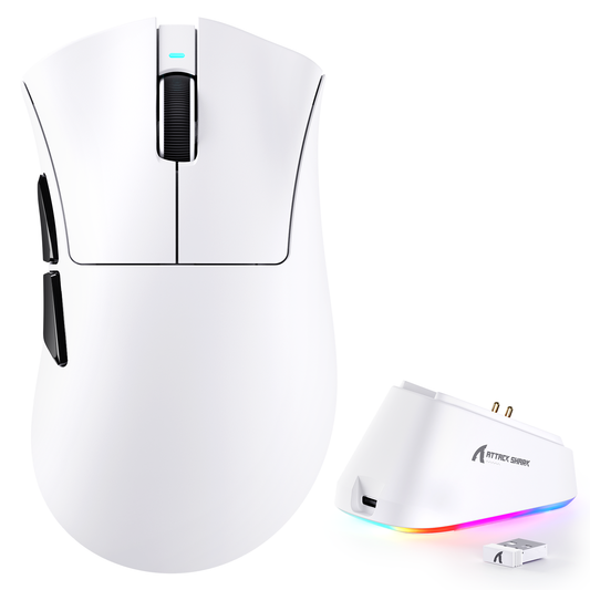 ATTACK SHARK V3 PRO White with RGB charging dock